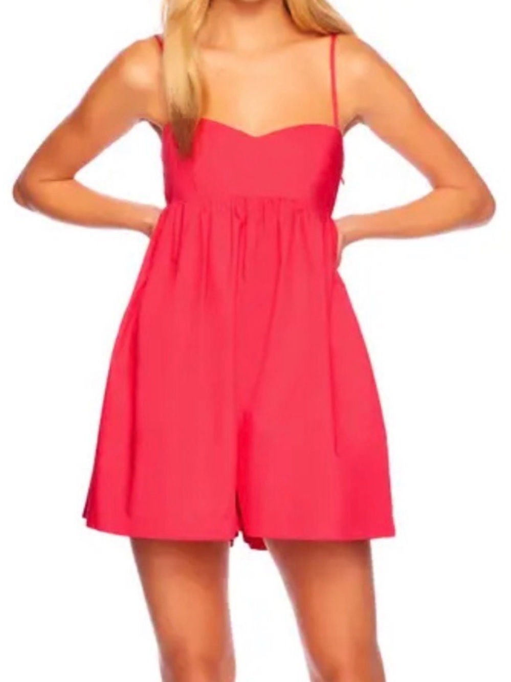 SUSANA MONACO Sleeveless Cotton Poplin Romper In Frambroise pink M